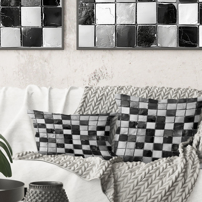 Carreau de mosaïque gris moderne VII - Coussin lombaire moderne