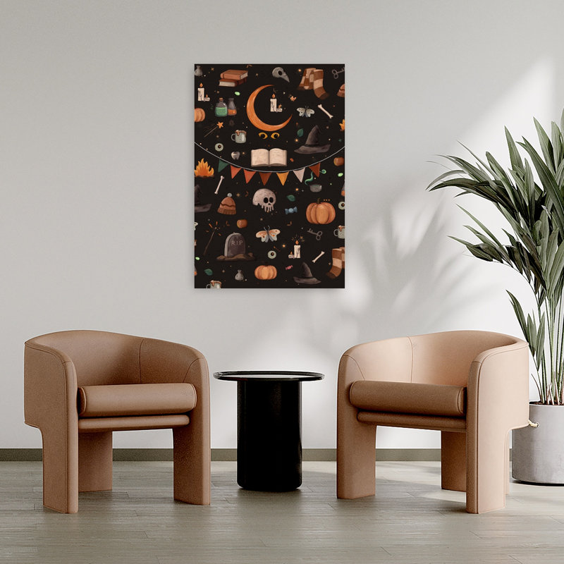 Enchanted Halloween Pattern Abstract Contemporary Moth Landscape Nature Wall Art Print by Xuan Thai - Wrapped Canvas Print