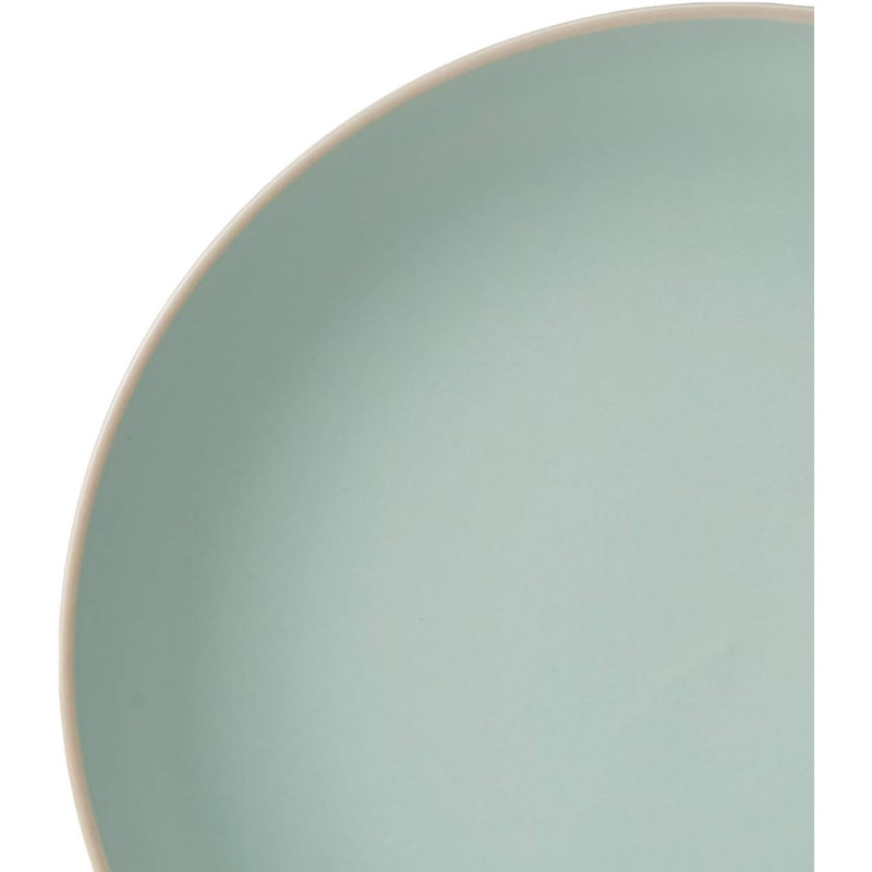 Ensemble 12 pièces de vaisselle en grès, assiettes et bols à finition matte, couleurs modernes, Bleu sarcelle mat