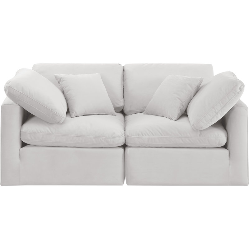 Itala 70'' Velvet Loveseat, Cream Velvet