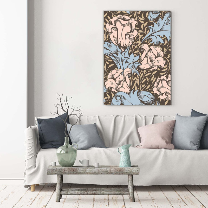 Flowers And Leaves - Wrapped Canvas Print