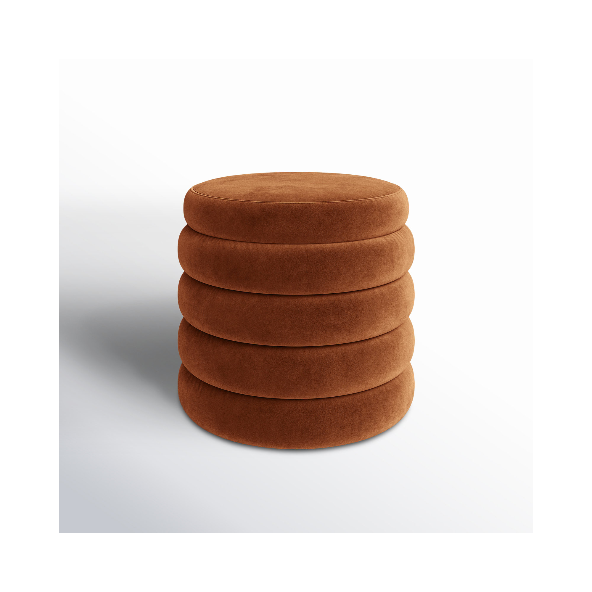 Helene Upholstered Storage Ottoman, Burnt Orange Velvet