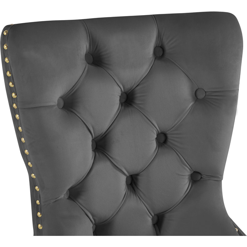 Chaise d'appoint Carmen, Velours gris, Or