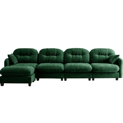 Canapé modulaire en chenille douce de 4 L avec courbe ergonomique, dossier plissé et support de canapé personnalisable