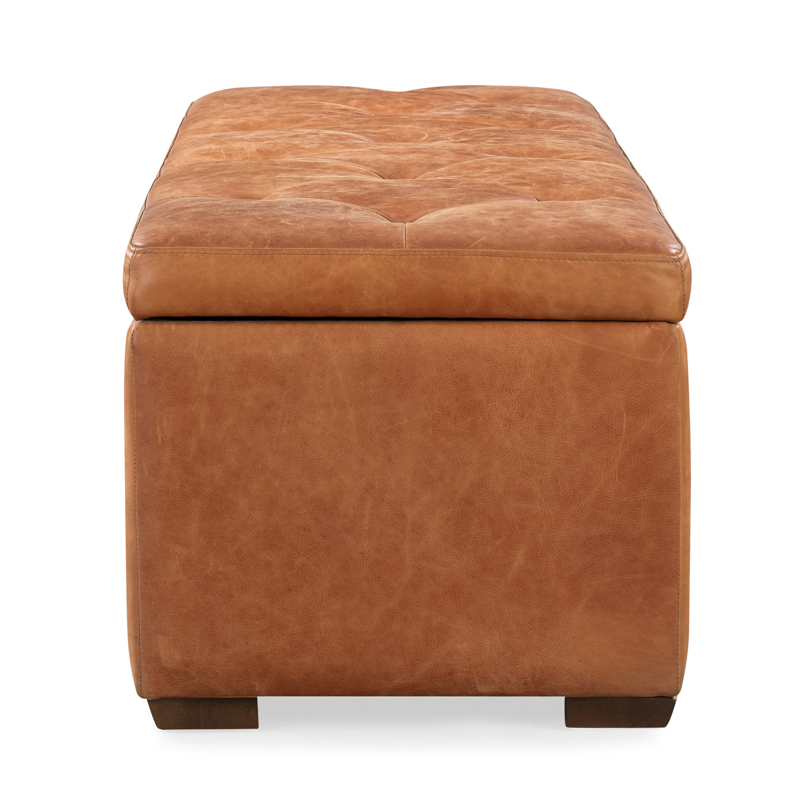 Lakeport Genuine Leather Storage Ottoman, Cognac Tan Genuine Leather
