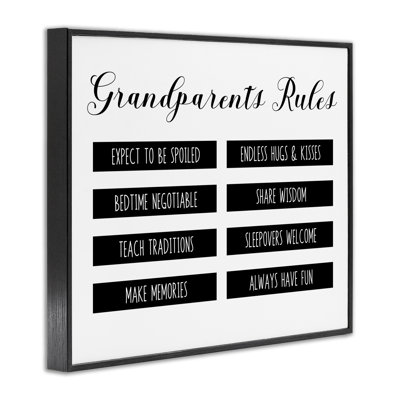 Grandparent's Rules Modern List Framed Giclee, design by CAD Designs
