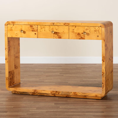 Dynell Modern And Contemporary Natural Real Burl Wood Console Table