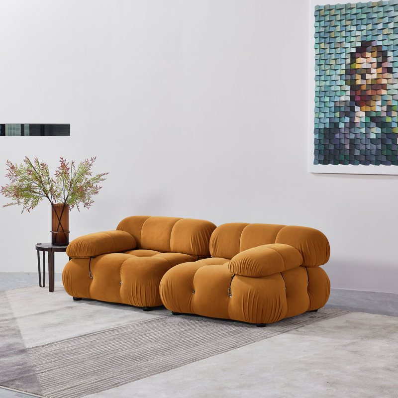 Canapé en chenille de 76 po Belani, Velours jaune