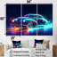 Ensemble de salon Neon Light Strips Around Indigo Vintage Car - Car Vintage Wall Art-107760110-107760113