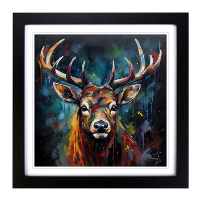 Stag Expressionism - Framed Print