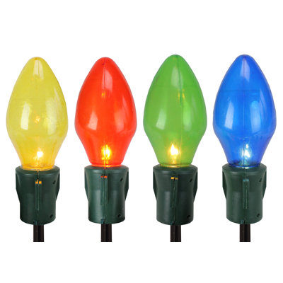 Lighted Multi-Color Jumbo C7 Bulb Christmas Pathway Marker Lawn Stakes
