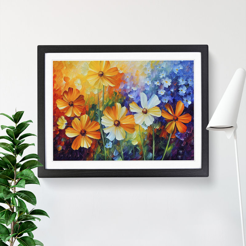 XH1022-6710X Painted Wildflowers Vol.4 - Single Picture Frame Painting, Black Framed, 46cm H x 64cm W x 2cm D