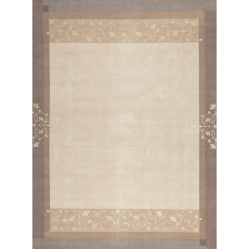 Concerto Hand Knotted Area Rug in Beige/Gold, Rectangle 6' x 9'