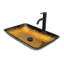 Lavabo vasque Amber Gold Gradient pour salle de bain, conception carrée, verre trempé, bonde escamotable, évier facile à assembler, forme, salles de bain idéales pour la maison