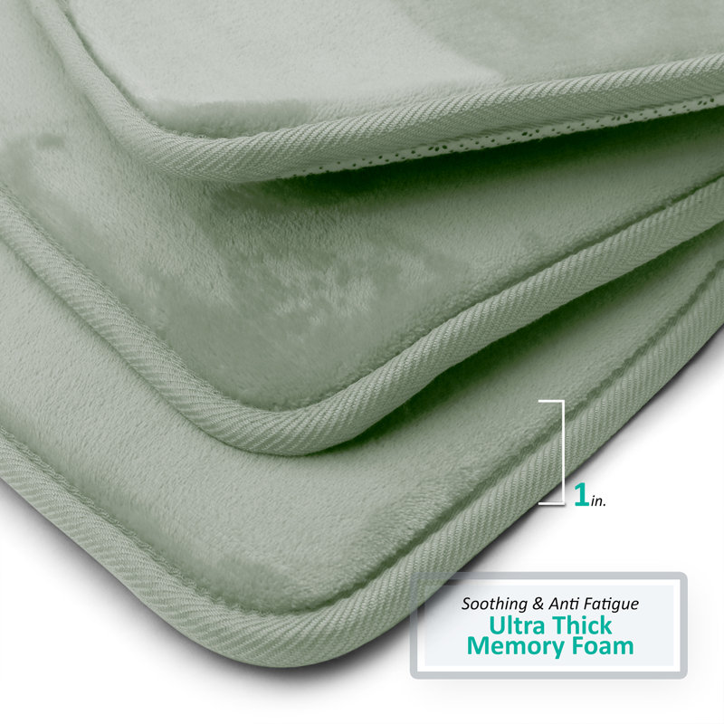 Ensemble de 3 tapis de bain en mousse viscoélastique ultra doux et absorbant avec envers antidérapant Aighan