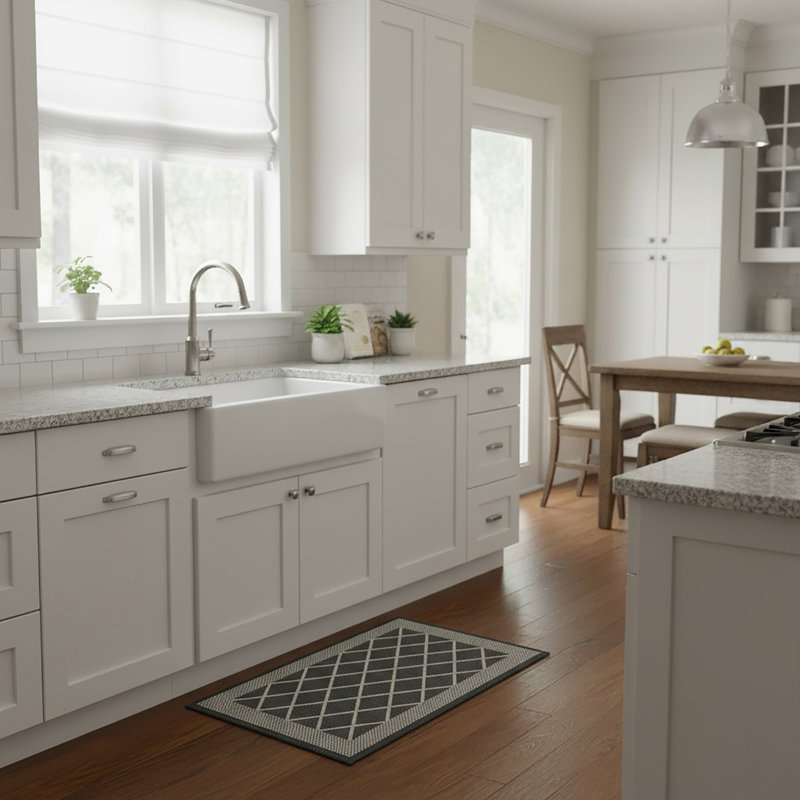 Diamond Gray Kitchen Mat 20x32, Gray Geometric, Rectangle 1'8" x 2'8"