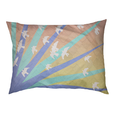 Coussin stylisés d’oiseaux et de soleil Burien