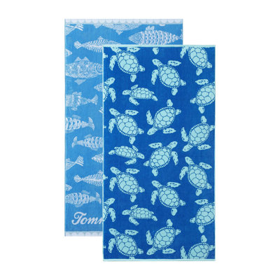 Tommy Bahama Fish Blue 2 Piece Beach Towel Set
