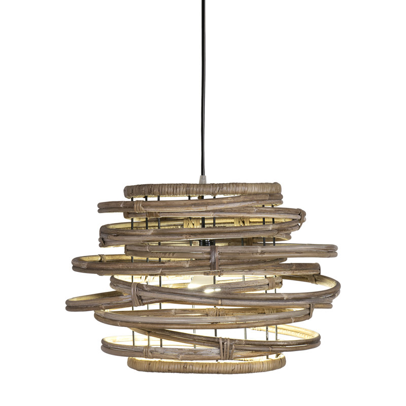 Luminaire suspendu géométrique unique à 1 lumière Jaylan, gris clair, H 13 po x l 20 po x P 20 po