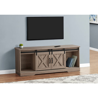 Meuble télé 60 po, armoire taupe foncé pour équipement audiovisuel, convient aux téléviseurs de 80 à 89 po avec tablettes réglables et meubles de salon