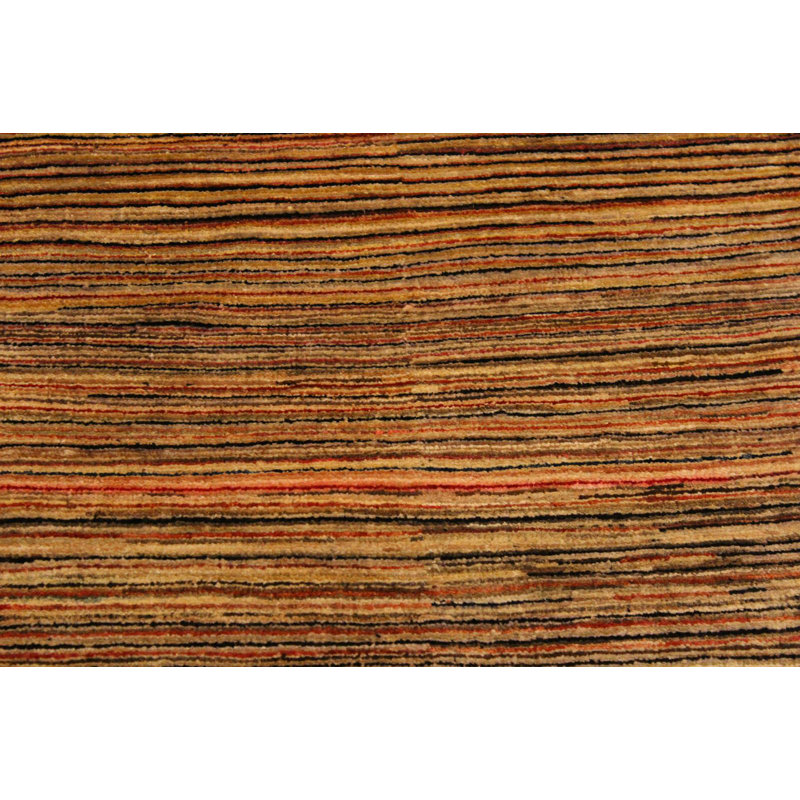 Abramowitz Abstract Handmade Hand-Knotted Rectangle 2'10" x 4'9" Wool Area Rug in Brown