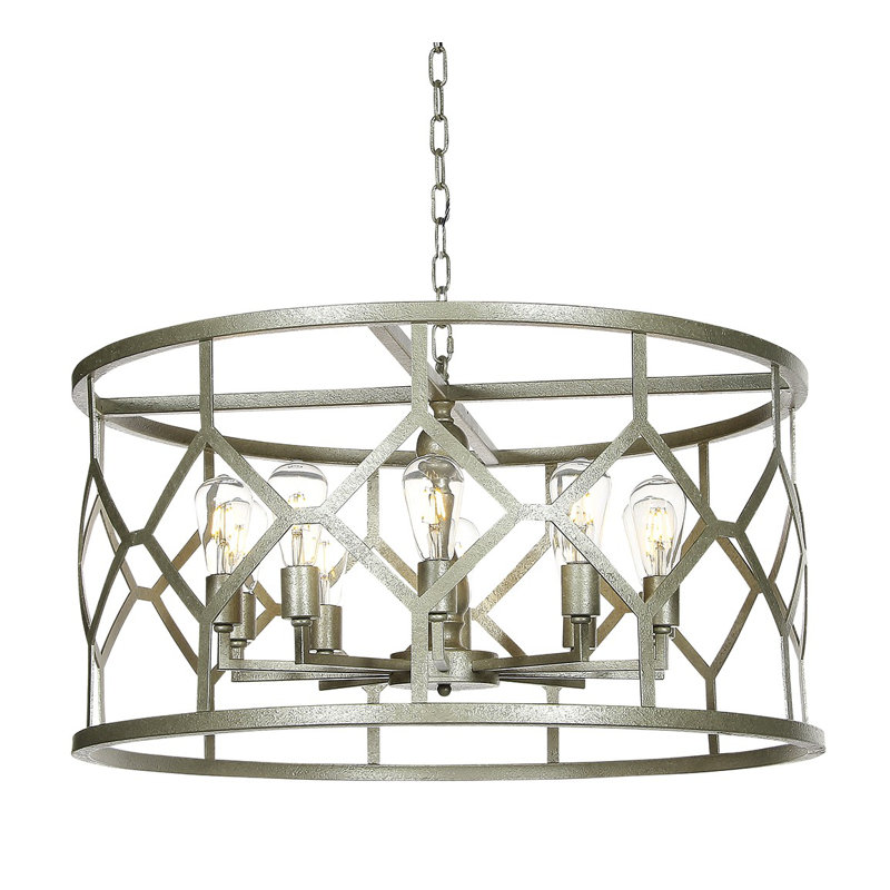 Lustre tambour 8 lumières Diamond, Blanc huître