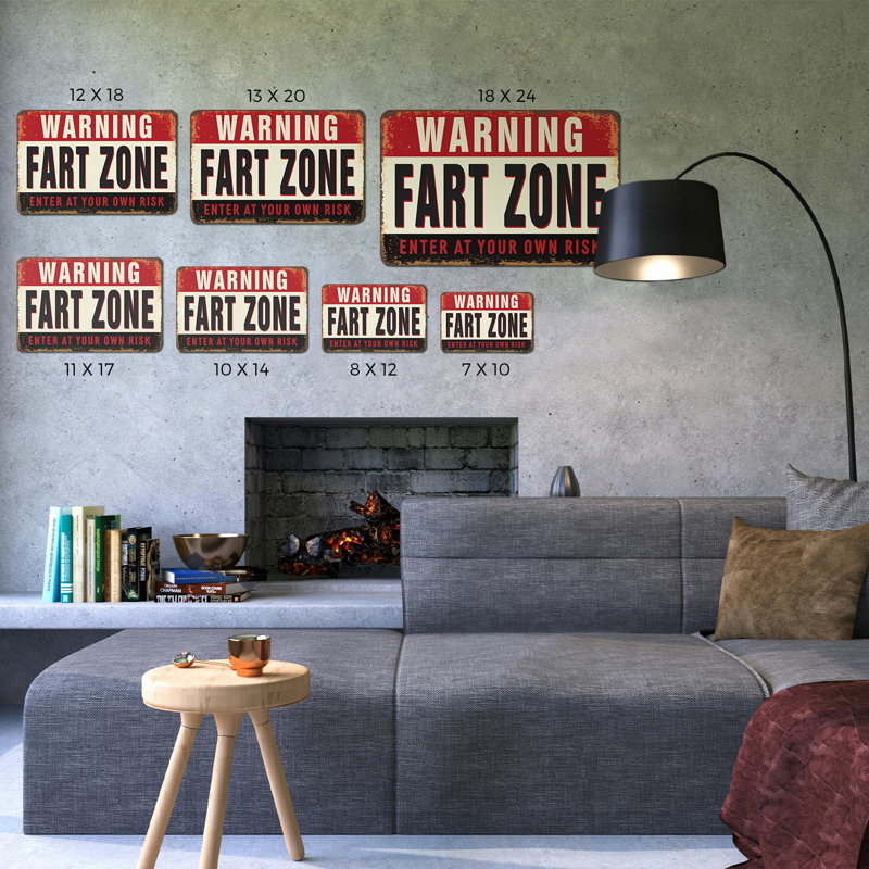 Panneau d'avertissement «Fart Zone Entrez à vos risques et périls» (paquet de 2) en aluminium de 7 po x 10 po