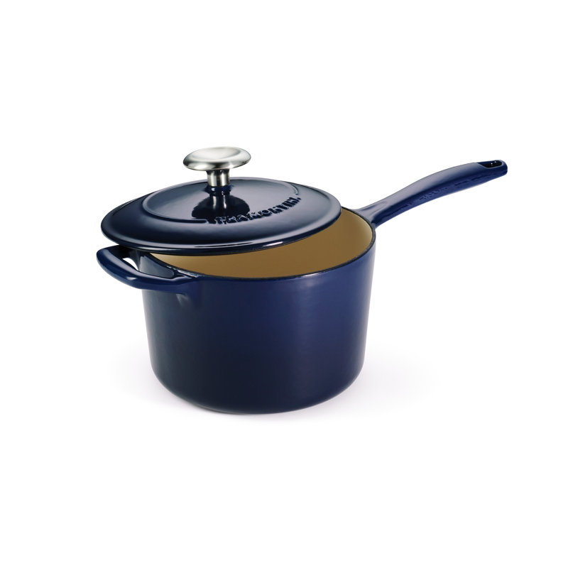 Soucoupe couverte en fonte émaillée, Cobalt dégradé, Cuiseur à vapeur électrique pour hot-dogs