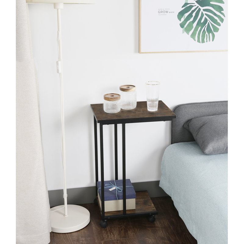 Edgecliff C-Shaped Tray Table – Sturdy Couch Desk for Laptop, Food & Reading, Rustic Brown/Black