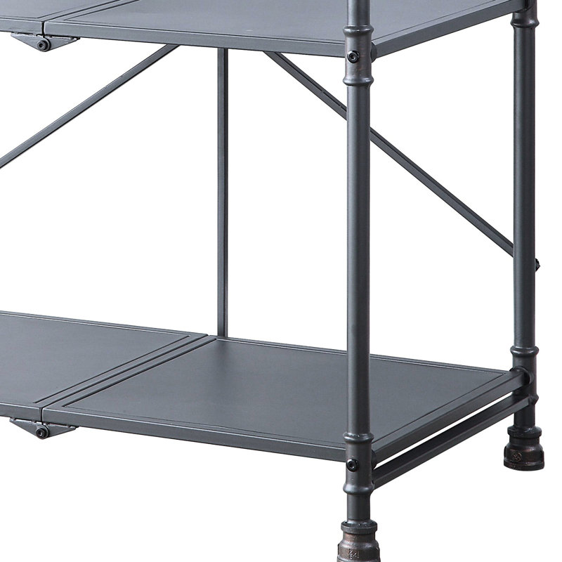 Console noire et bronze avec 3 tablettes - Pliable, table de design industriel en métal et synthétique pliable, finition noire / bronze