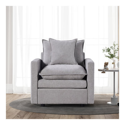 Chenille Fabric Comfy Deep Single Seat Sofa UpholsteReading Armchair Living Room