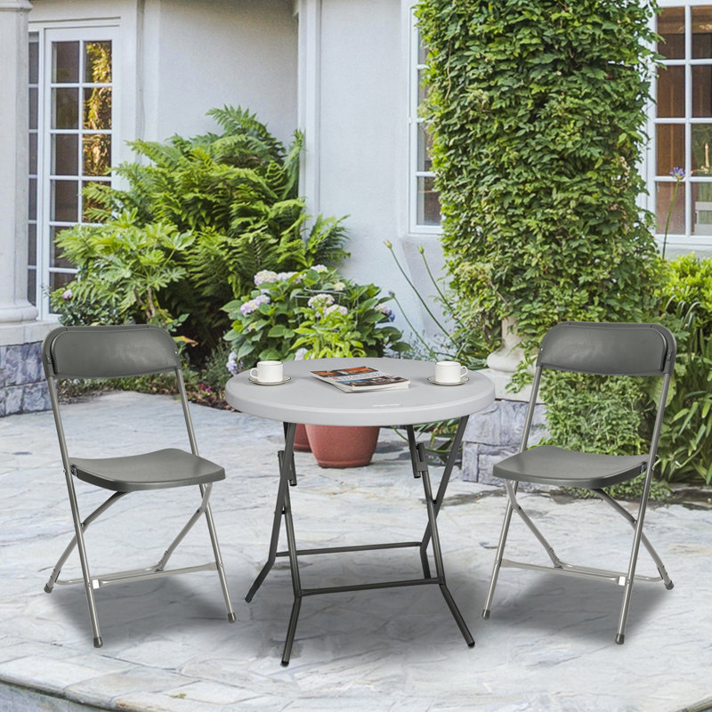 Paquet de 6 chaises pliantes grises, chaise pliante en plastique pour l'extérieur, siège commercial portatif extérieur intérieur avec structure en acier, chaises pliantes pour la cuisine de fête de mariage, capacité de 350 lb