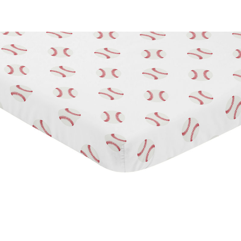 Baseball Patch Mini Fitted Crib Sheet