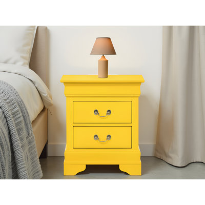 Table de chevet 2 tiroirs jaune Temara