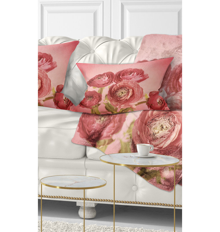 Bouquet de fleurs de renoncule sur fond rose - imprimé floral