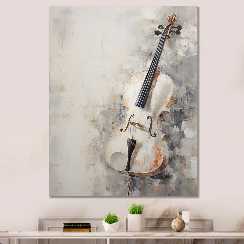 Minimalisme blanc, musique violon - musique encadrée, H 32 po x l 24 po x P 1 po, Toile tendue