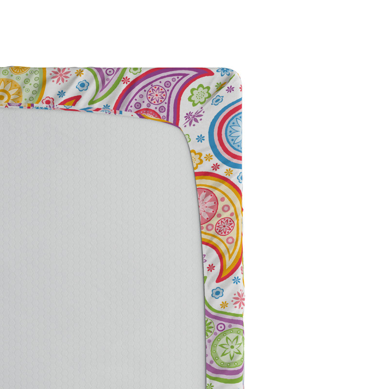 Microfiber Paisley Fitted Sheet, Queen Fitted Sheet, Yellow/White/Pink Paisley 1