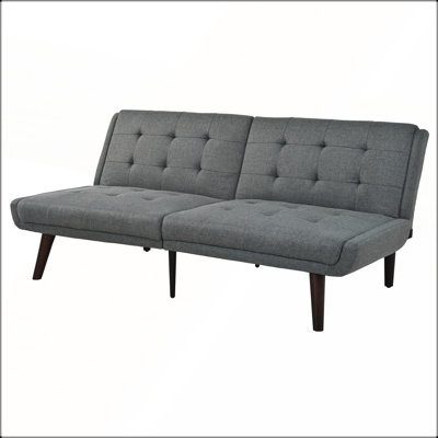 63 Inch Convertible Futon Sofa Bed with 5-Position Adjustable Backrest for Small Spaces