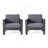 ( Set Of 2) Outdoor Acacia Wood Club Chairs With Cushions, Dark Gray, 27.75"D X 32"W X 27.75"H