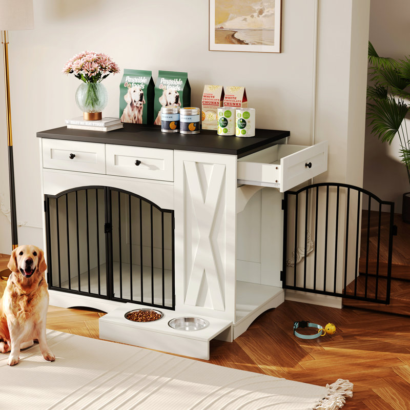 Versatile Heavy-Duty Dog Crate with Practical Drawers and Stylish Design