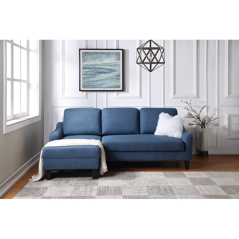 Canapé-lit à accoudoirs carrés 83,75 po Abilash, Bleu 100% polyester