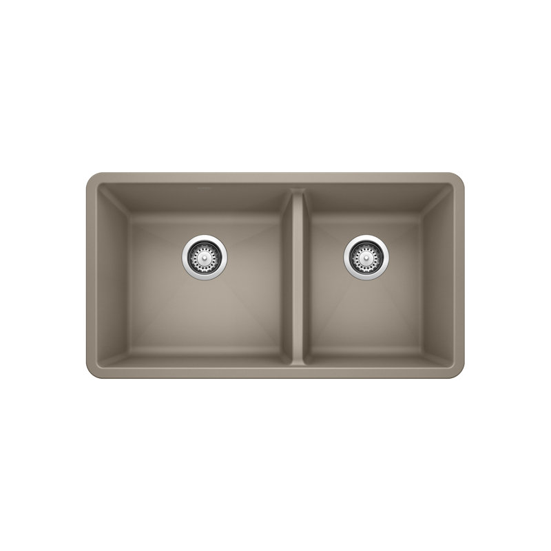 Évier de cuisine à double cuve encastrable 60/40 Precis SILGRANIT 33 po - Truffle, Truffe