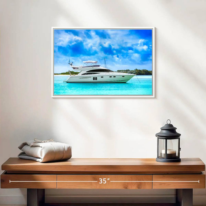 Yacht de luxe des Caraïbes, Cadre flottant blanc, 19 po x 13 po