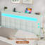 Ottoman Bed Frame with Charging Station & LED Lights, Upholstered Platform Bed frame with Under-bed Storage and Storage Headboard, No Box Spring Needed-1123241489-1123241516