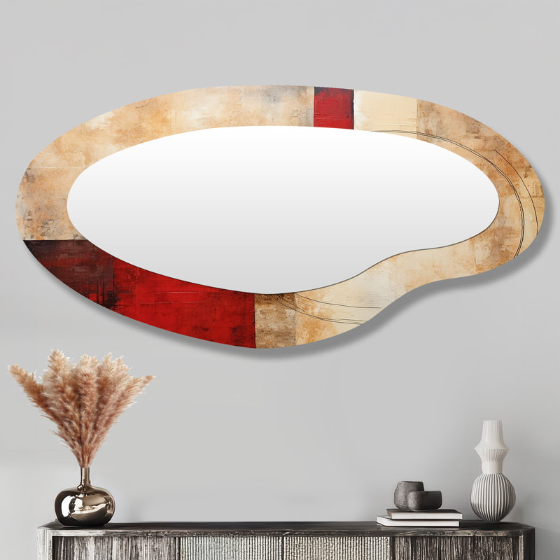 Cubiste rouge Colourfields Collage - Collages abstraits formes asymétriques - Grand miroir mural moderne