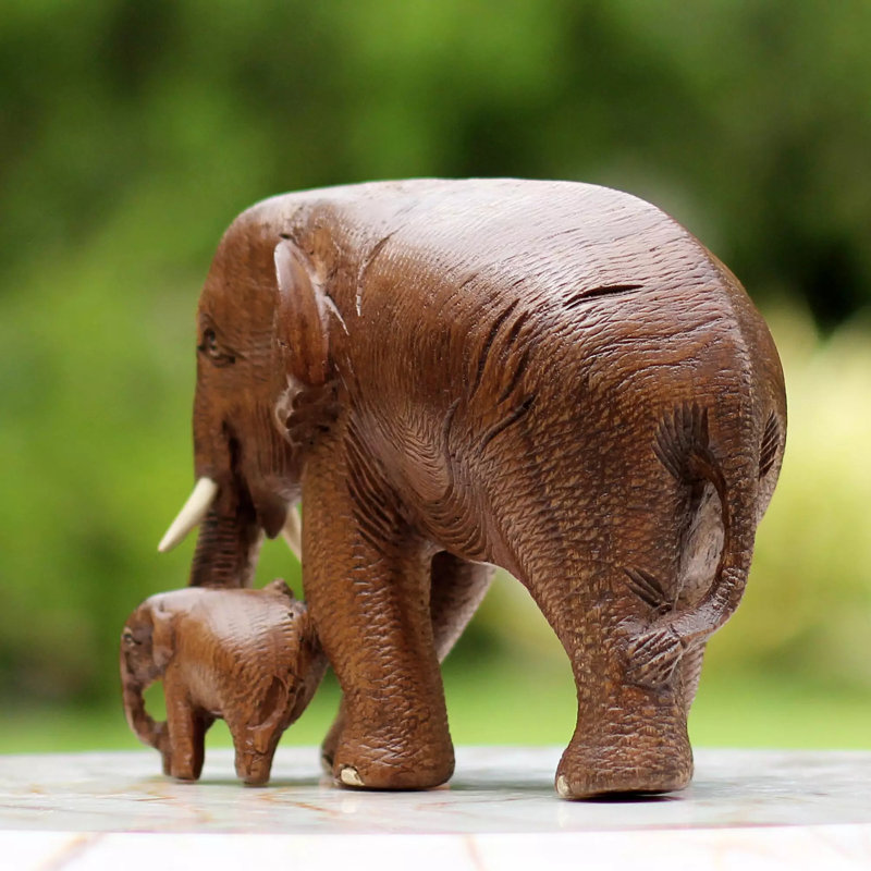 Love and Care Teakwood Sculpture, Brown, Left