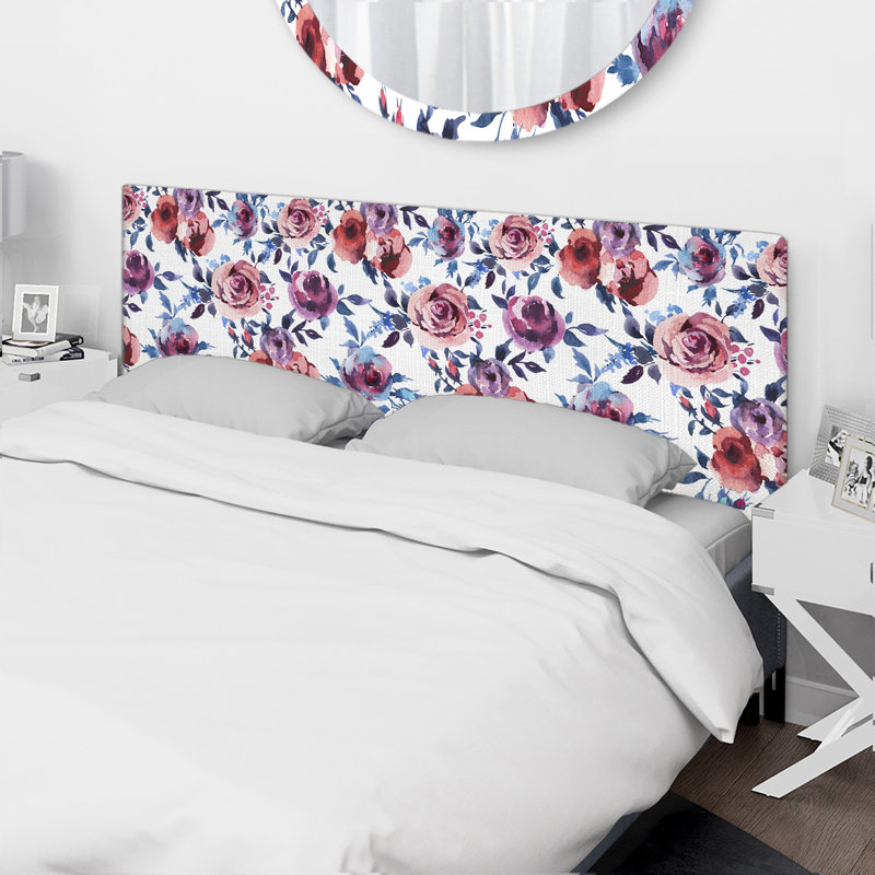Upholstered Headboard, Queen, Red/Purple/Pink