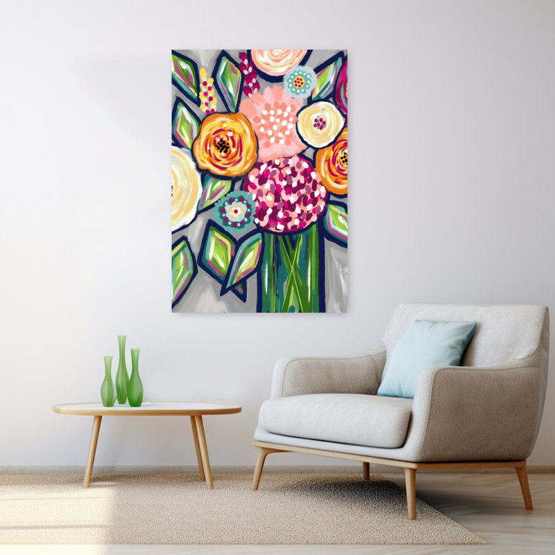 «Spring Mix», art abstrait coloré et audacieux, 48" H x 32" W