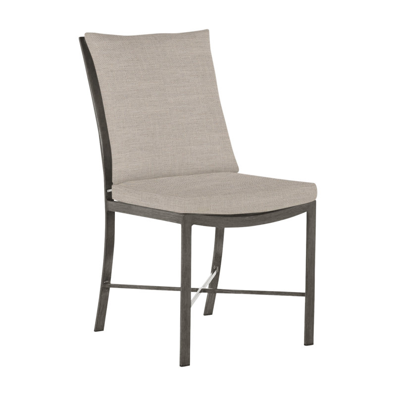 Monaco Patio Dining Side Chair with Cushions, Dove Sunbrella® Linen, No Welt, Slate Gray