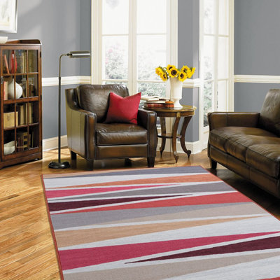 Tapis gris/rose mid-century Saige